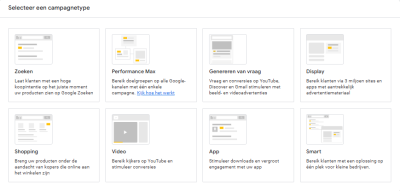 Google Ads - Campagnes types