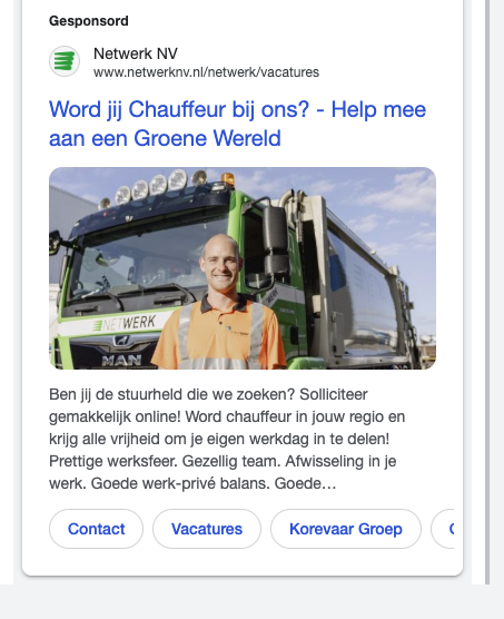 Google ads voorbeeld Netwerk campagne
