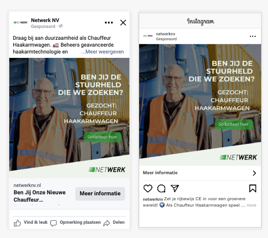 META advertentie voorbeeld nog voor optimalisatie