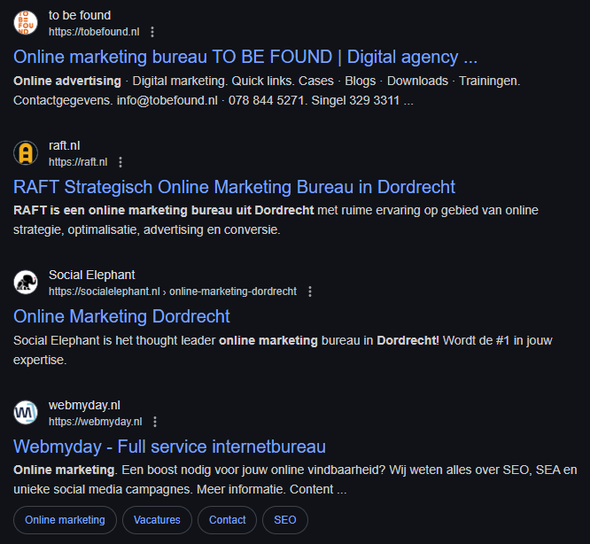 organische zoekresultaten TO BE FOUND